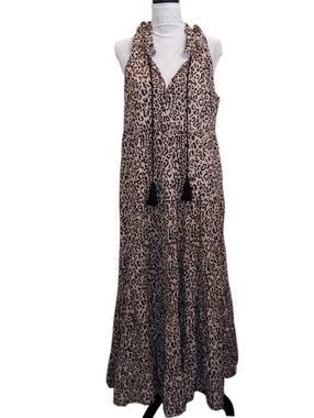 NWOT Leopard Print Maxi Ruffle Tiered Tassels Medium